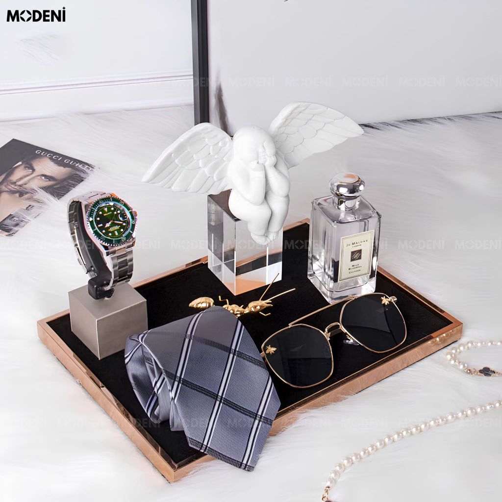 Tượng Trang Trí Thiên Thần Angel Pha Lê Resin Nguyên Khối Trắng Bạc Phong Cách Châu Âu