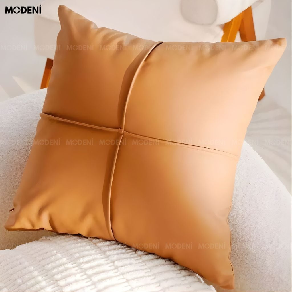 Vỏ Gối Sofa Shade – Da Microfiber Họa Tiết Giao Điểm May Múi Hiện Đại