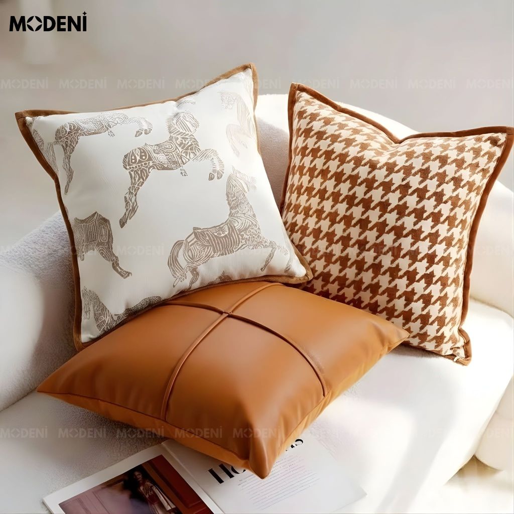 Set Vỏ Gối Sofa Caramel Luxe Cao Cấp Phong Cách Tân cổ điển Sạng Trọng Đẳng Cấp