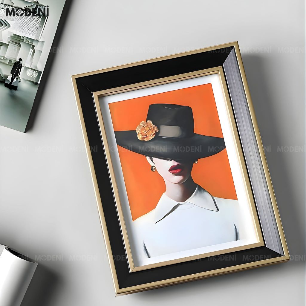 Khung Ảnh Perin Gỗ Phối Thủy Tinh Họa Văn Đen Ánh Kim Sang Trọng Cho Không Gian Hiện Đại