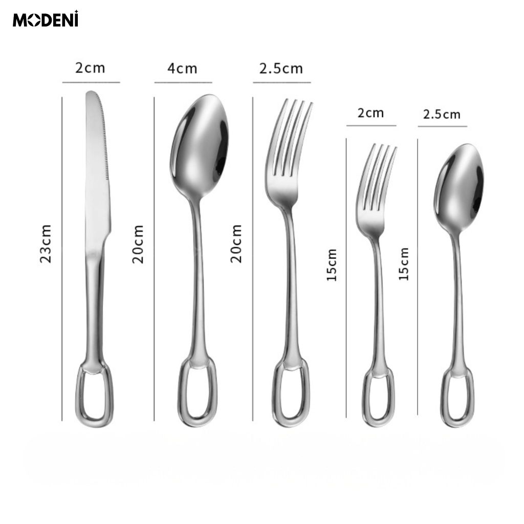 Bộ Dao Muỗng Nĩa Anillo Silver Inox 304 Nguyên Khối Hiện Đại Thẩm Mỹ Châu Âu Làm Quà Tặng Tân Gia