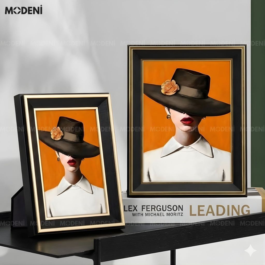 Khung Ảnh Perin Gỗ Phối Thủy Tinh Họa Văn Đen Ánh Kim Sang Trọng Cho Không Gian Hiện Đại