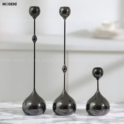  Set 3 Chân Nến Kim Loại Yusla Black – Chân Nến Trang Trí Cao Cấp – Tôn Vẻ Đẹp Không Gian Hiện Đại – Decor Phòng Khách & Bàn Sofa 