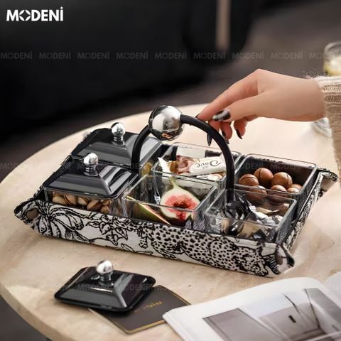  Set Lọ Đựng Kẹo Mứt Vogue Vỏ Chống Bụi Phối Thủy Tinh Không Chì Cho Bàn Ăn Hiện Đại 