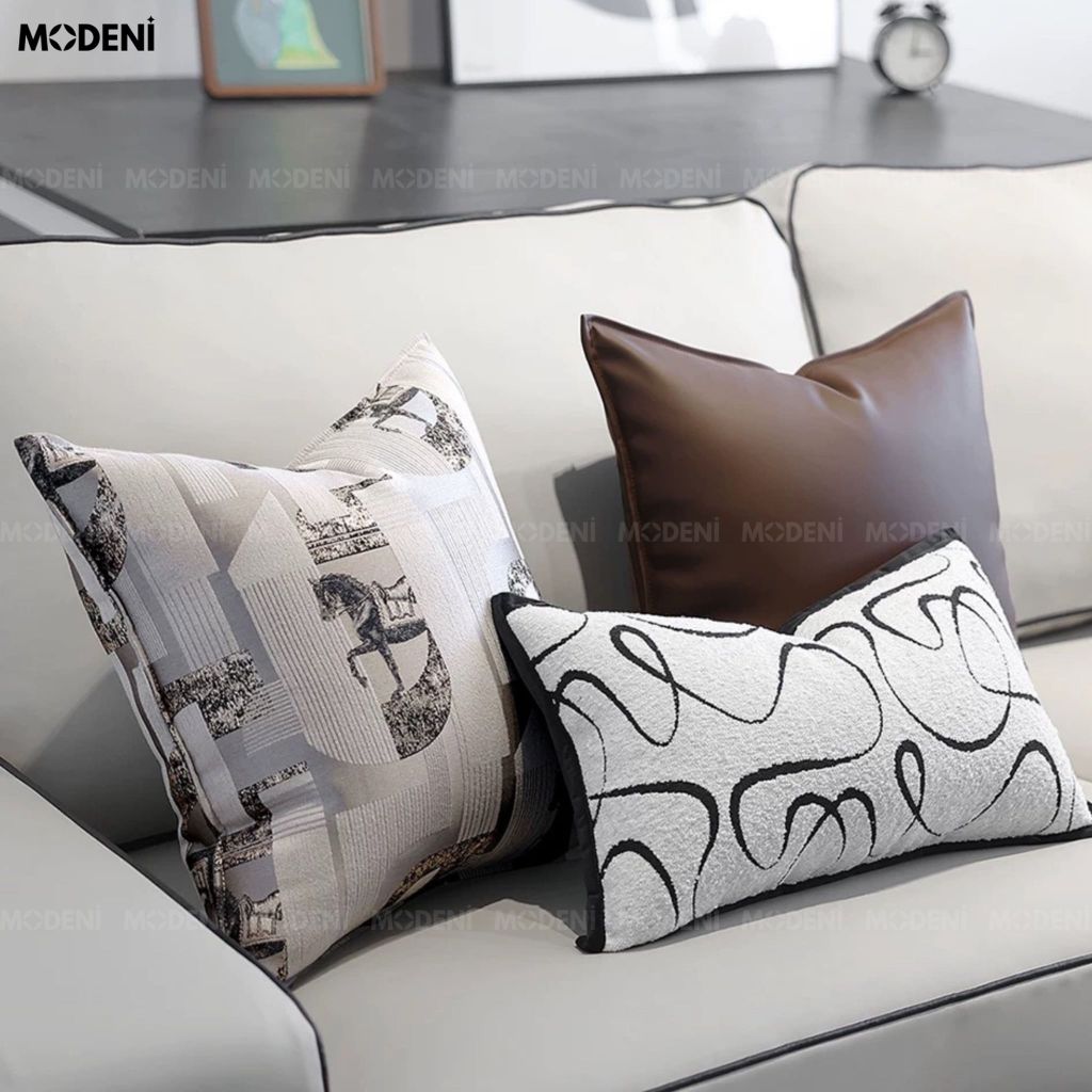 Vỏ Gối Sofa Soflow – Vải Jackquard Họa Tiết Ngựa Vàng May Bo Hiện Đại