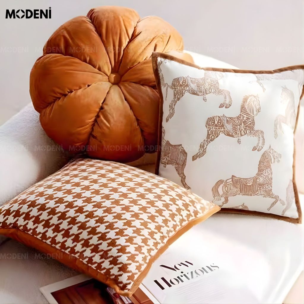 Set Vỏ Gối Sofa Caramel Luxe Cao Cấp Phong Cách Tân cổ điển Sạng Trọng Đẳng Cấp