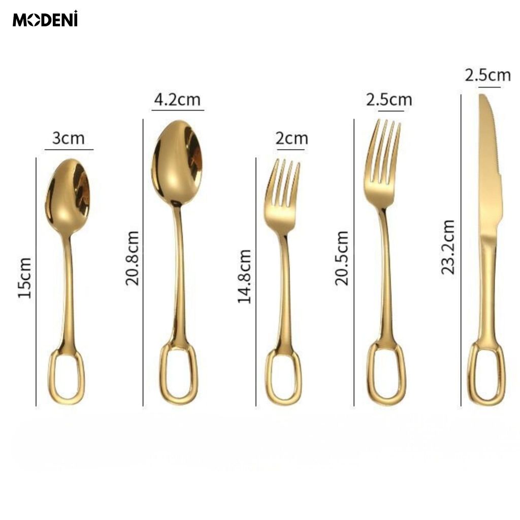 Bộ Dao Muỗng Nĩa Anillo Gold Inox 304 Nguyên Khối Hiện Đại Thẩm Mỹ Châu Âu Làm Quà Tặng Tân Gia