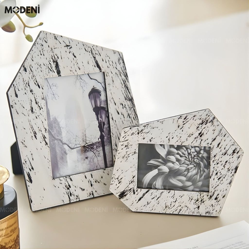 Set Khung Ảnh Alatic Gỗ Phối Lông Ngựa Hoa Văn Đốm Da Bò Sang Trọng Cho Không Gian Hiện Đại