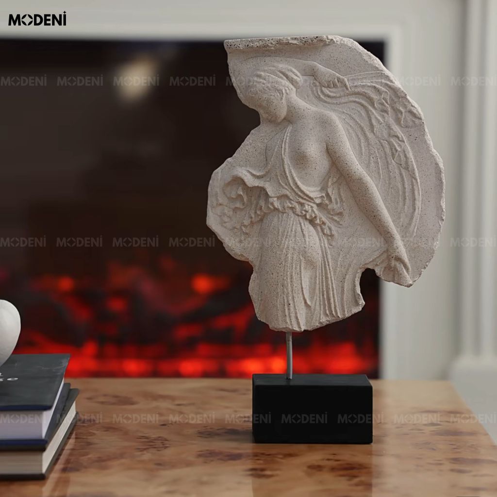 Tượng Trang Trí Sereia Đá Kết Cao Cấp Điểm Nhấn Cho Tủ Kệ Sách Hiện Đại