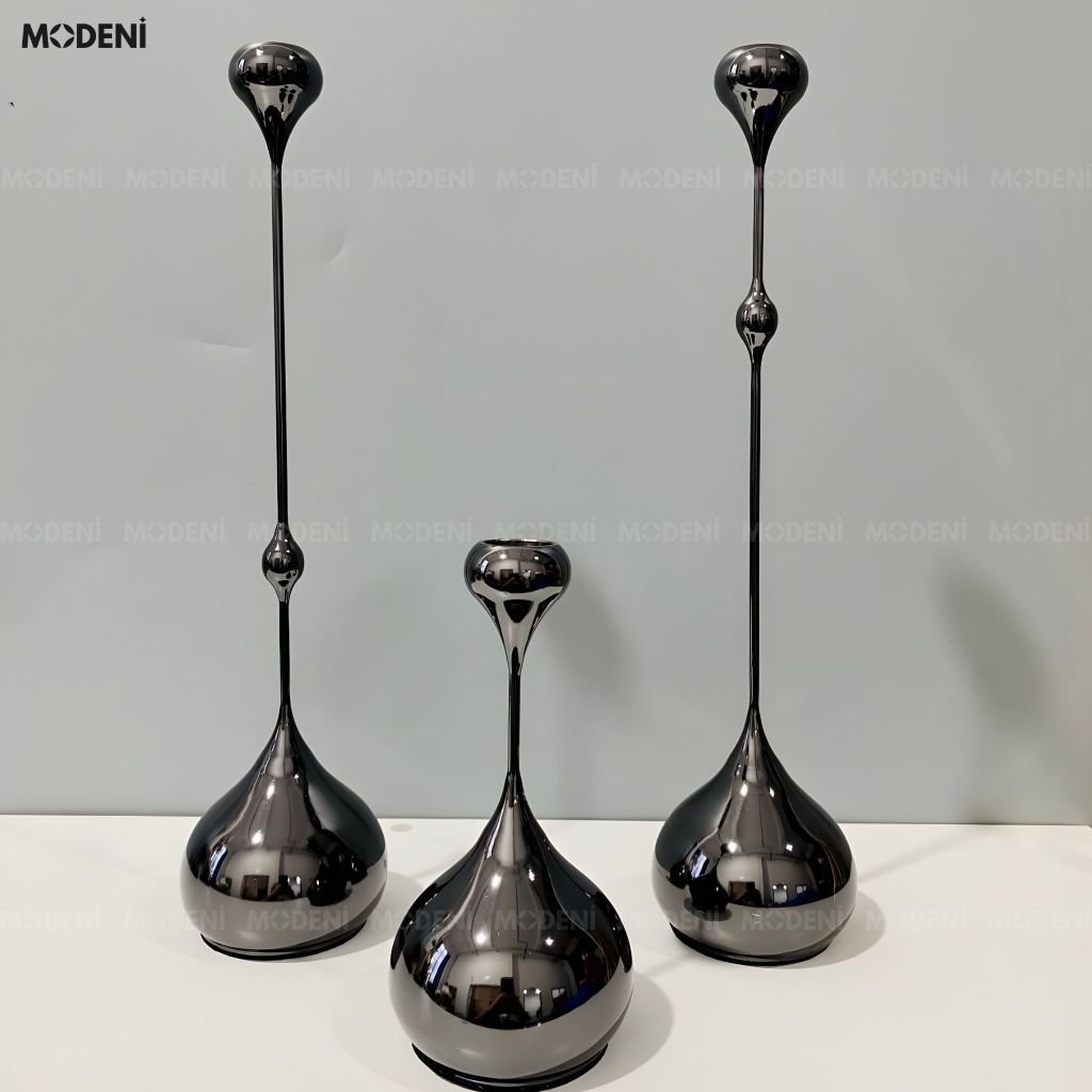 Set 3 Chân Nến Kim Loại Yusla Black – Chân Nến Trang Trí Cao Cấp – Tôn Vẻ Đẹp Không Gian Hiện Đại – Decor Phòng Khách & Bàn Sofa