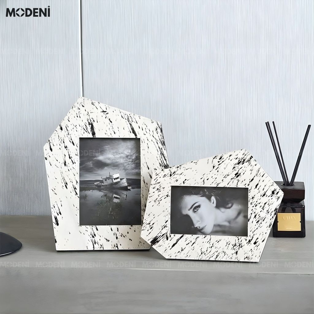 Set Khung Ảnh Alatic Gỗ Phối Lông Ngựa Hoa Văn Đốm Da Bò Sang Trọng Cho Không Gian Hiện Đại