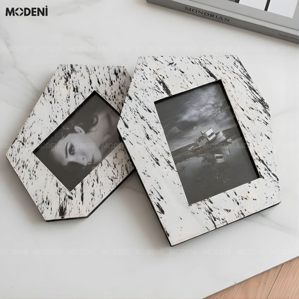 Set Khung Ảnh Alatic Gỗ Phối Lông Ngựa Hoa Văn Đốm Da Bò Sang Trọng Cho Không Gian Hiện Đại