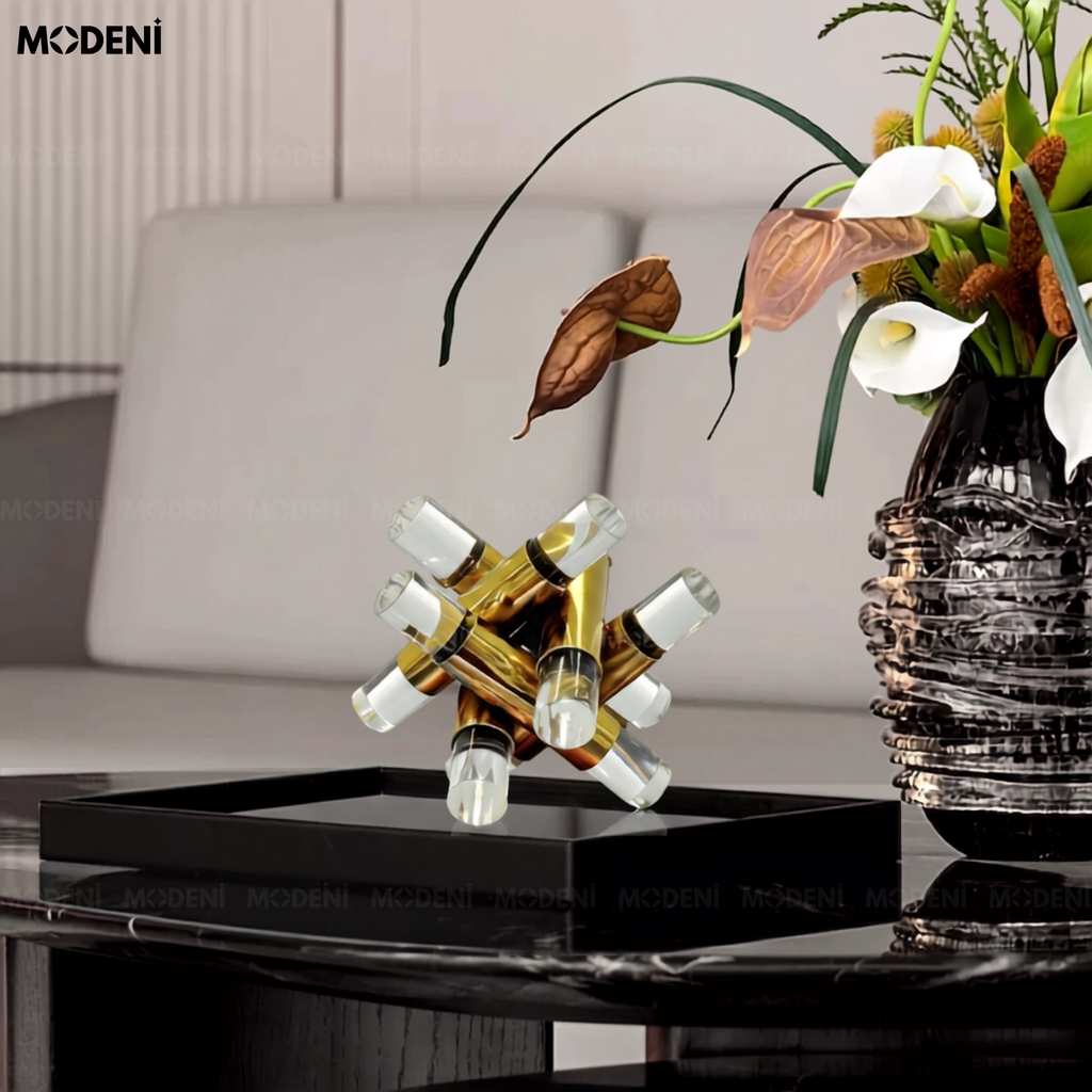 Tượng Polaris Nghệ Thuật Hiện Đại – Quỹ Đạo Pha Lê Trừu Tượng – Decor Bàn Làm Việc & Không Gian Thiết Kế