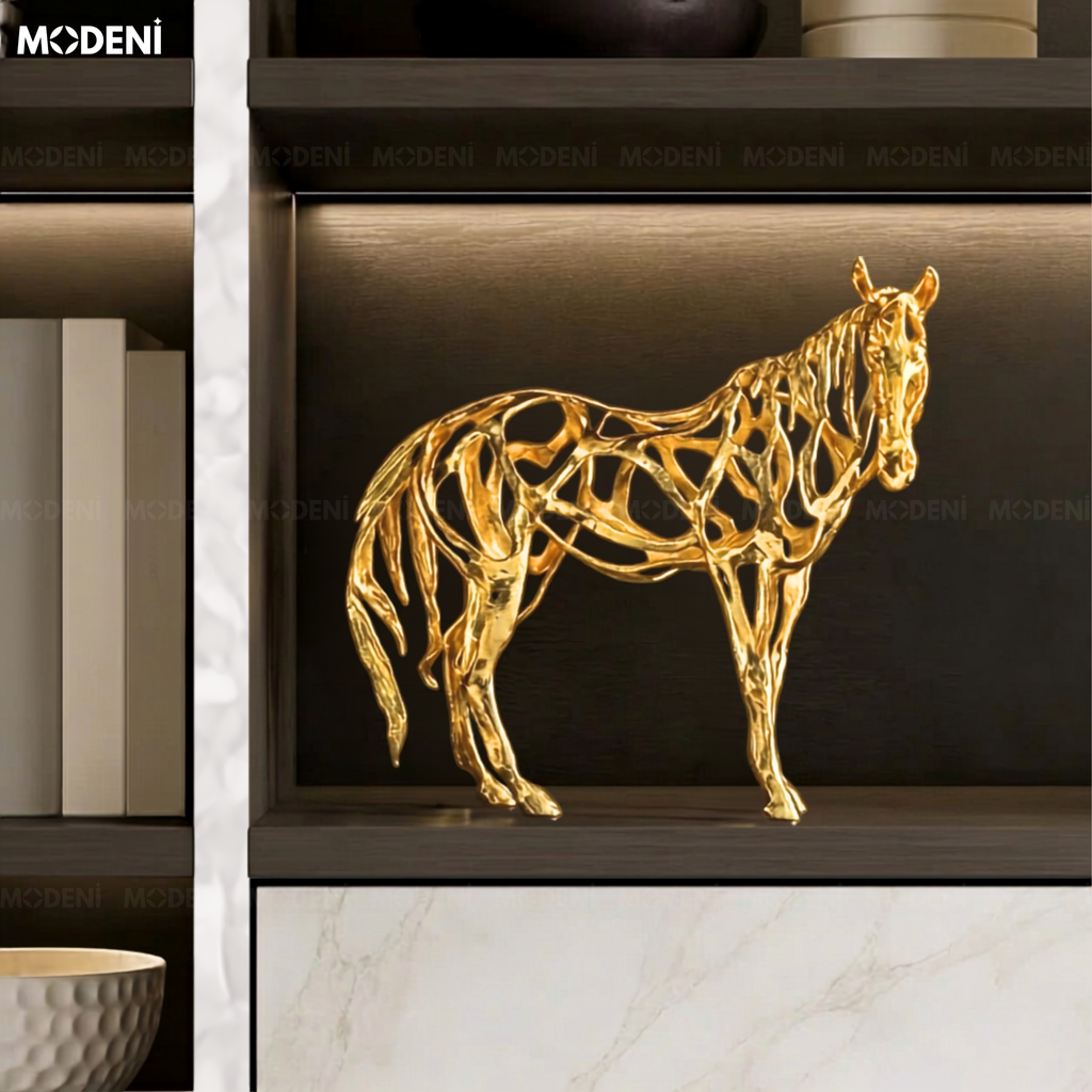 Tượng Ngựa Regal Stride Decor Hiện Đại Nghệ Thuật – Hợp Kim Mạ Vàng Cho Bàn, Kệ, Khu Vực Trang Trí Sang Trọng