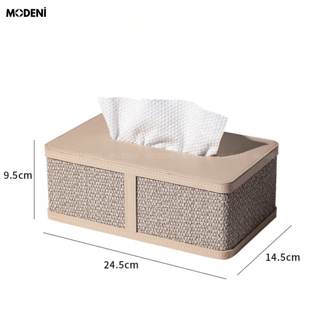Hộp Đựng Giấy Ăn Cortina Da PU Phong Cách Vintage Hoài Cổ Rút Giấy Mượt Mà Decor Bàn Làm Việc