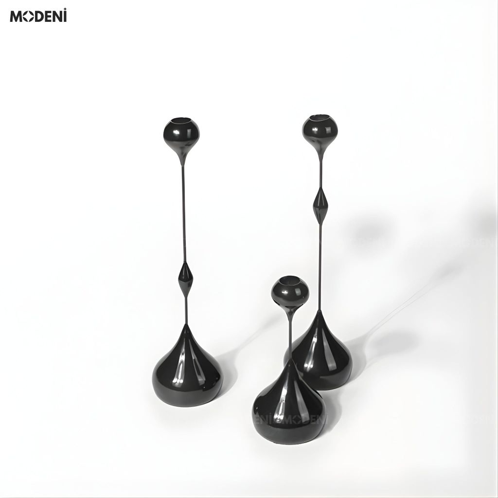 Set 3 Chân Nến Kim Loại Yusla Black – Chân Nến Trang Trí Cao Cấp – Tôn Vẻ Đẹp Không Gian Hiện Đại – Decor Phòng Khách & Bàn Sofa