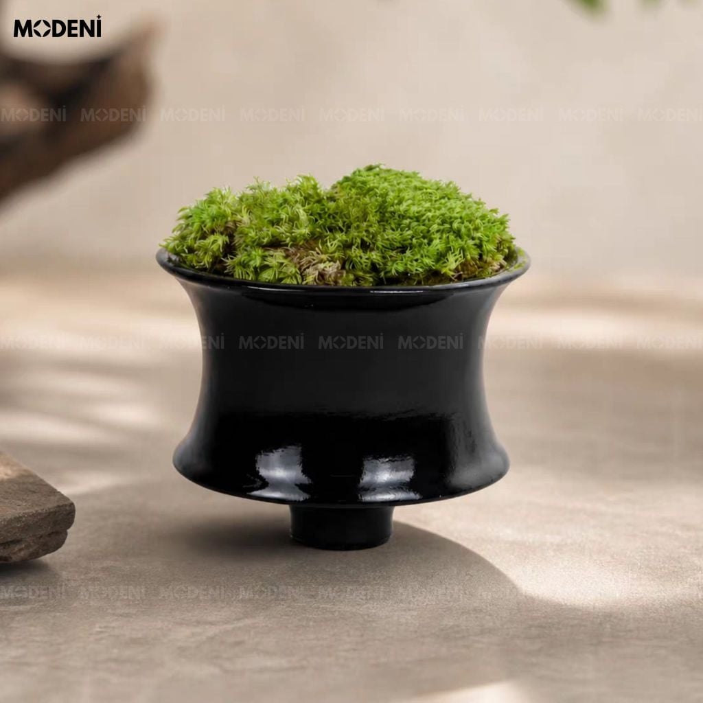 Chậu Cây Trang Trí Sylph Composite Đen Chống Thấm Thiết Kế Nhỏ Gọn Đương Đại Thanh Lọc Thị Giác Dành Cho Bàn Trà