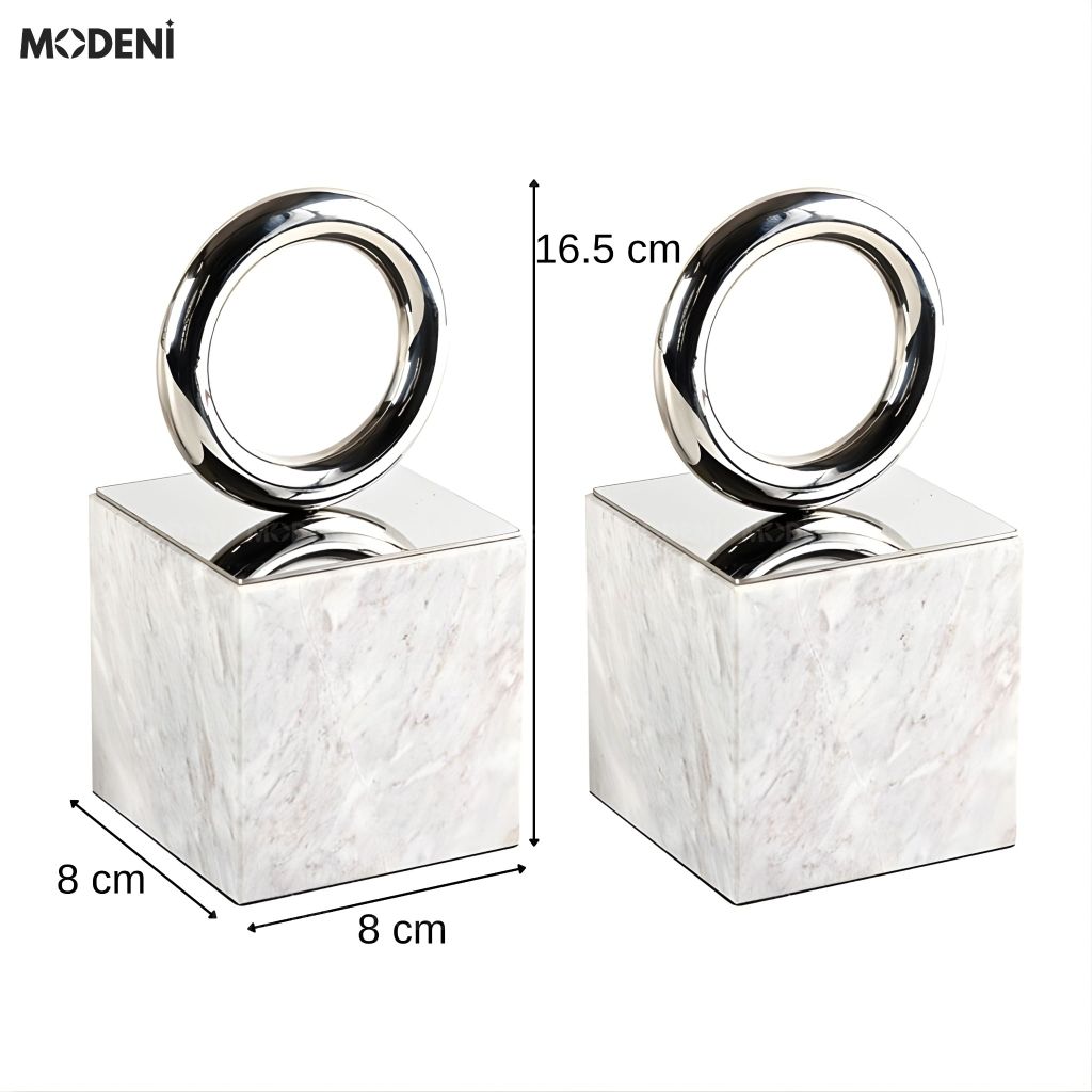 Chặn Sách & Tượng Orbit Decor Cao Cấp - Vòng Tròn Kim Loại Đế Đá Cảm Thạch Trang Trí Bàn Làm Việc Kệ Tủ Sang Trọng Hiện Đại