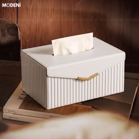  Hộp Khăn Giấy Derna Leather Luxe Da PU Cao Cấp Họa Tiết Sọc Dọc Tối Giản Cho Phòng Ngủ Và Văn Phòng 