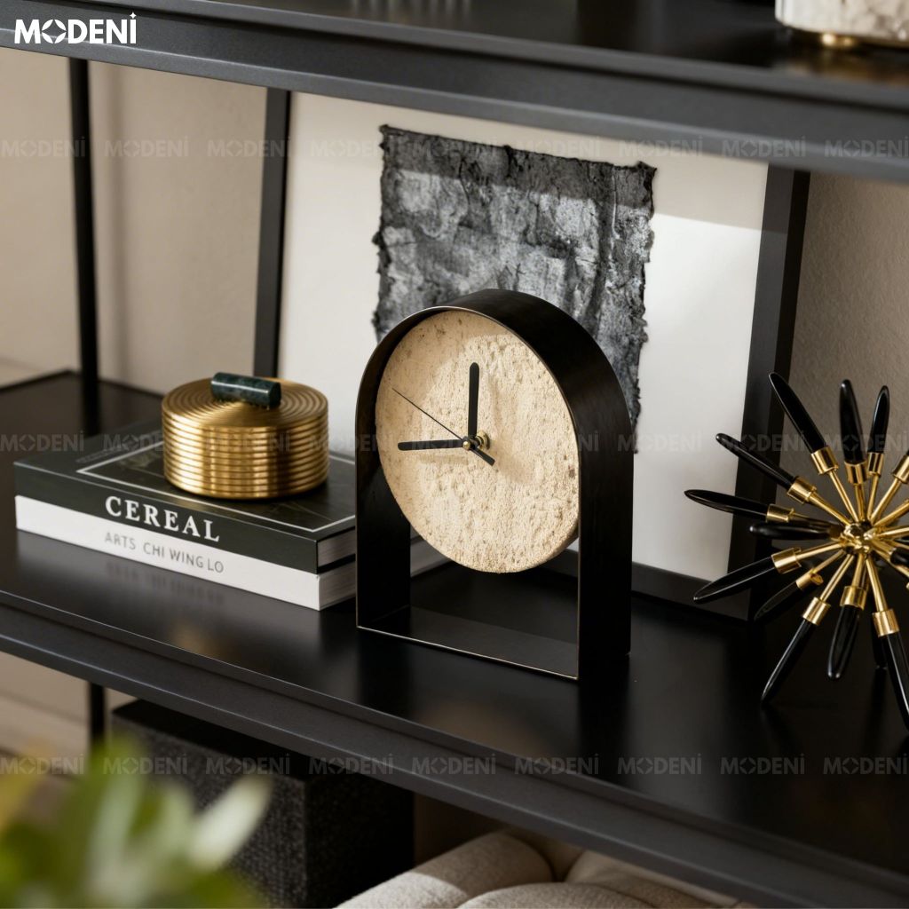 Tượng Arca Đen Đồng Hồ Cao Cấp - Thiết Kế Hình Vòm, Nghệ Thuật Điêu Khắc Thời Gian Đương Đại Đẳng Cấp
