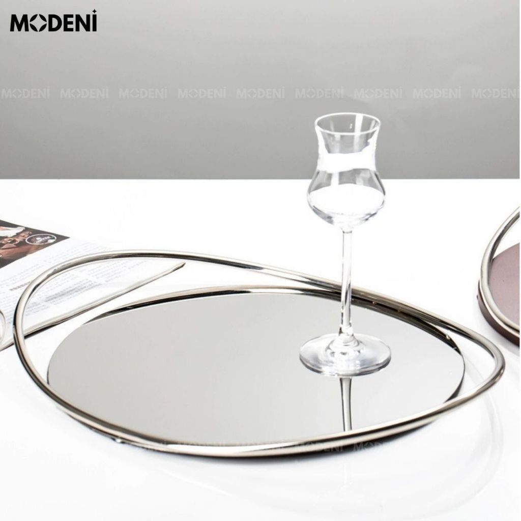 Khay Tessa Tròn Cao Cấp – Thiết Kế Tối Giản Sang Trọng – Chất Liệu Inox Sáng Bóng, Trang Trí Bếp, Bàn Ăn, Phòng Khách