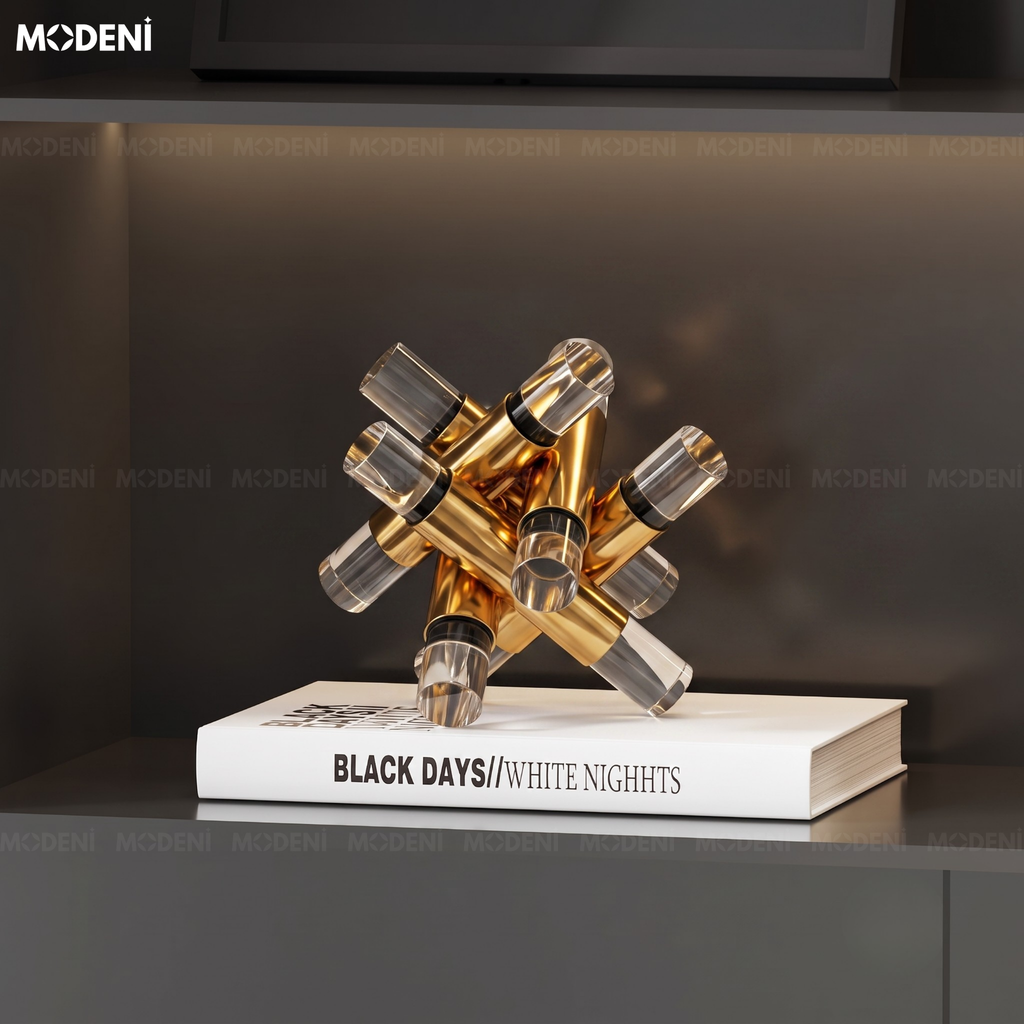 Tượng Polaris Nghệ Thuật Hiện Đại – Quỹ Đạo Pha Lê Trừu Tượng – Decor Bàn Làm Việc & Không Gian Thiết Kế