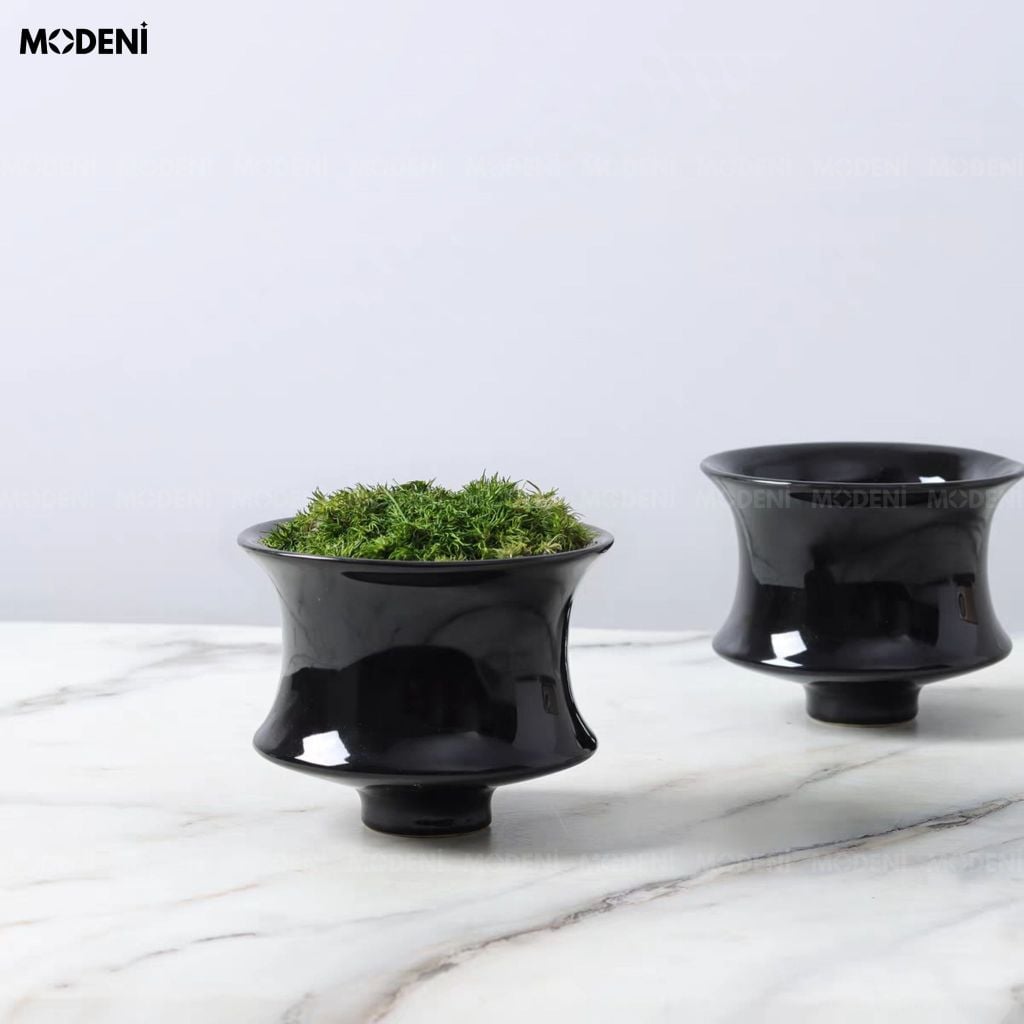 Chậu Cây Trang Trí Sylph Composite Đen Chống Thấm Thiết Kế Nhỏ Gọn Đương Đại Thanh Lọc Thị Giác Dành Cho Bàn Trà