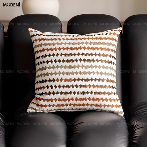  Vỏ Gối Sofa Flow – Vải Chenille Họa Tiết Zigzag May Nổi Tối Giản 