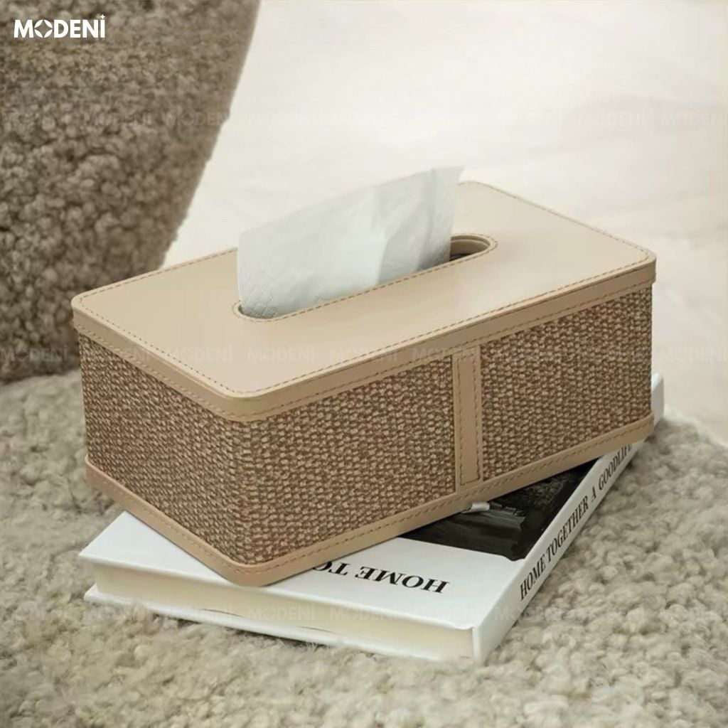 Hộp Đựng Giấy Ăn Cortina Da PU Phong Cách Vintage Hoài Cổ Rút Giấy Mượt Mà Decor Bàn Làm Việc