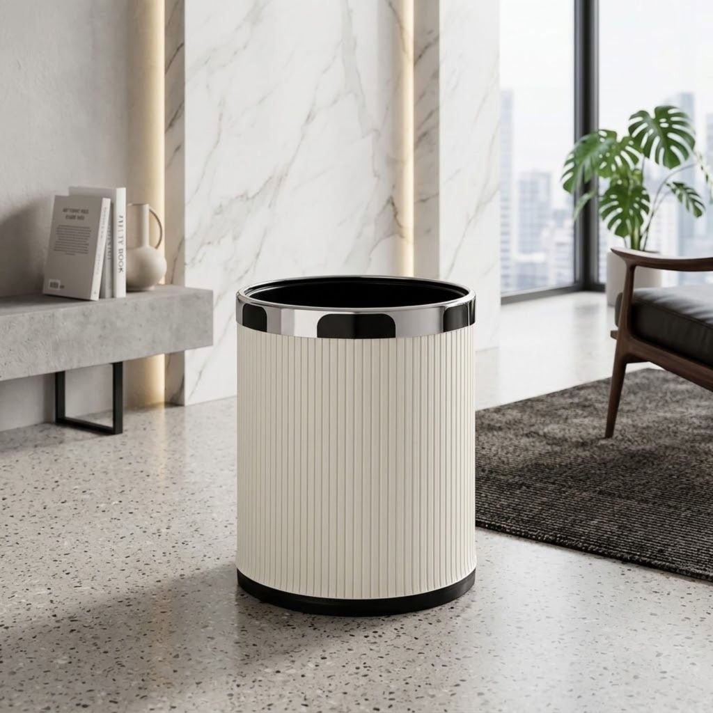 Thùng Rác Vesta Bọc Da PU Khung Kim Loại Phong Cách Đương Đại Vệ Sinh Dễ Dàng Cho Căn Hộ Cao Cấp
