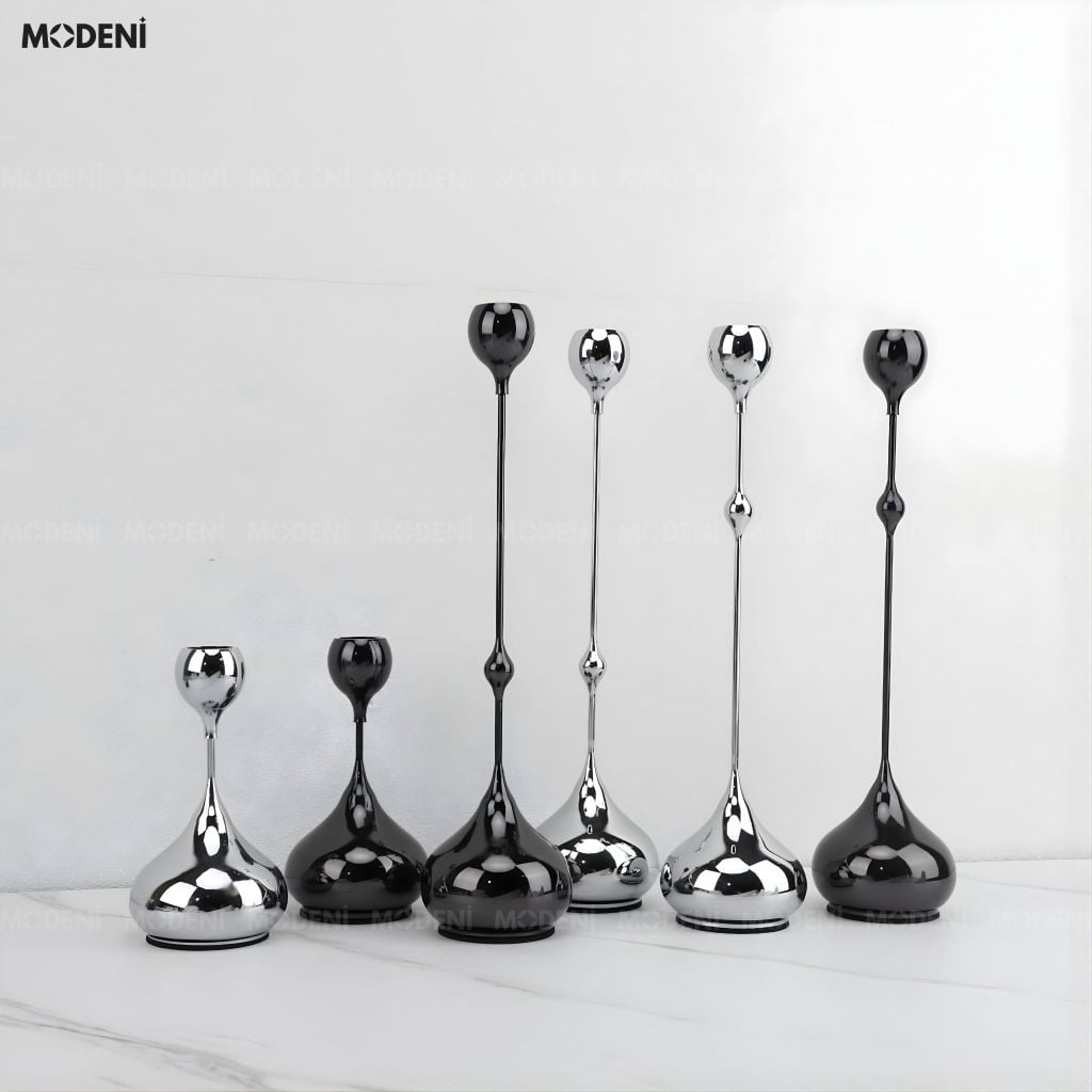 Set 3 Chân Nến Kim Loại Yusla Black – Chân Nến Trang Trí Cao Cấp – Tôn Vẻ Đẹp Không Gian Hiện Đại – Decor Phòng Khách & Bàn Sofa