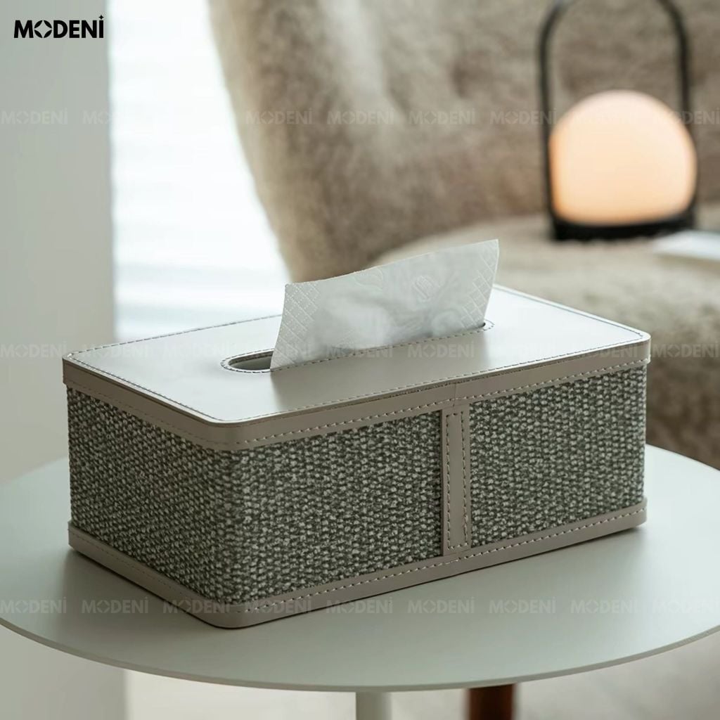 Hộp Đựng Giấy Ăn Cortina Da PU Phong Cách Vintage Hoài Cổ Rút Giấy Mượt Mà Decor Bàn Làm Việc