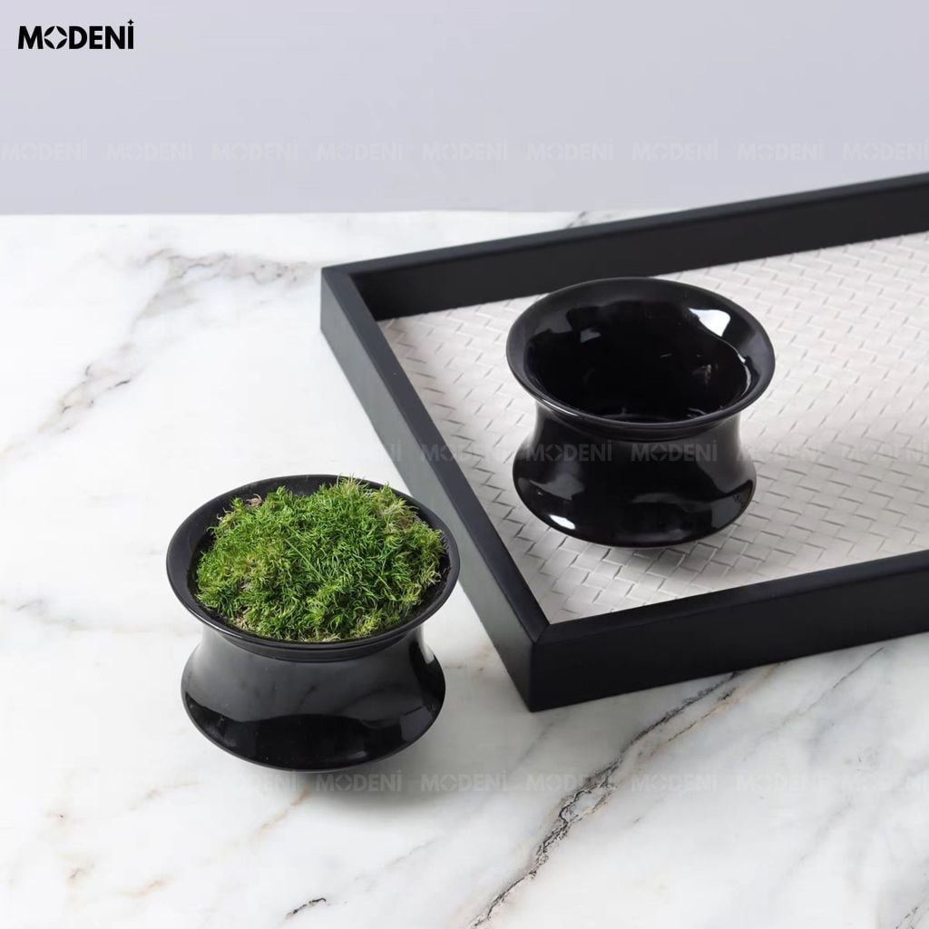 Chậu Cây Trang Trí Sylph Composite Đen Chống Thấm Thiết Kế Nhỏ Gọn Đương Đại Thanh Lọc Thị Giác Dành Cho Bàn Trà