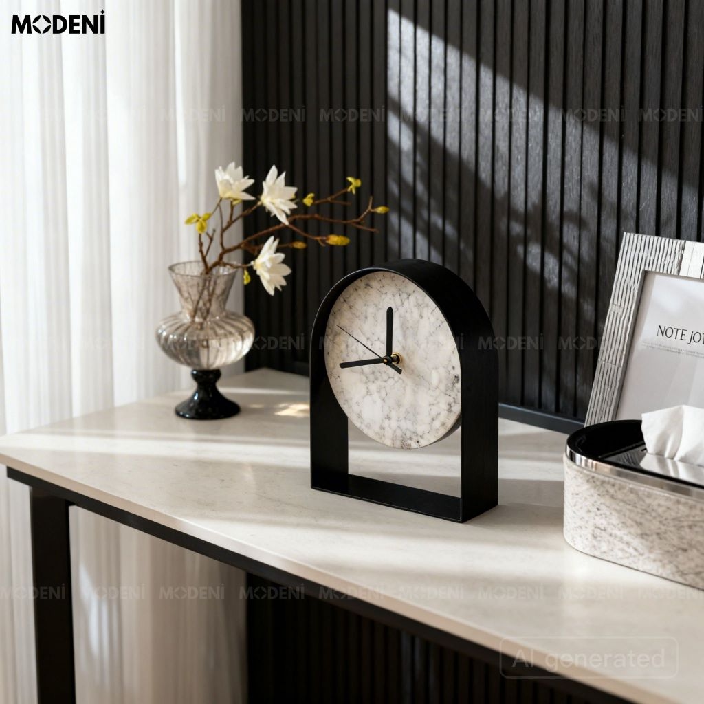 Tượng Arca Đen Đồng Hồ Cao Cấp - Thiết Kế Hình Vòm, Nghệ Thuật Điêu Khắc Thời Gian Đương Đại Đẳng Cấp
