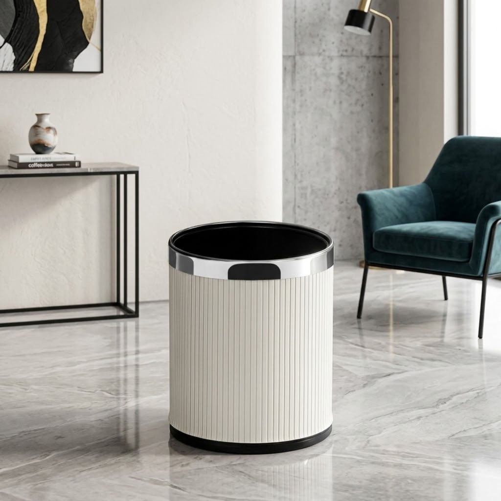 Thùng Rác Vesta Bọc Da PU Khung Kim Loại Phong Cách Đương Đại Vệ Sinh Dễ Dàng Cho Căn Hộ Cao Cấp