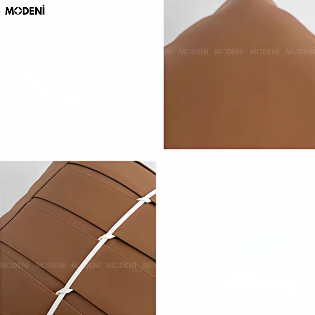 Vỏ Gối Sofa Bound – Da Microfiber Đan Sọc Nâu Viền Trắng Thủ Công Japandi