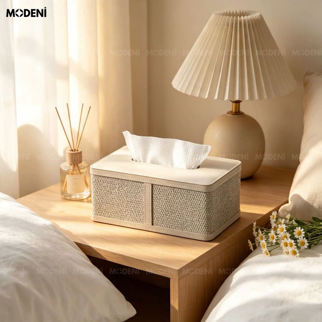Hộp Đựng Giấy Ăn Cortina Da PU Phong Cách Vintage Hoài Cổ Rút Giấy Mượt Mà Decor Bàn Làm Việc
