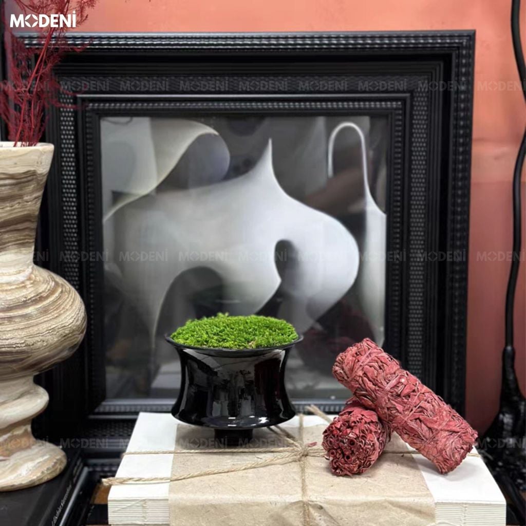 Chậu Cây Trang Trí Sylph Composite Đen Chống Thấm Thiết Kế Nhỏ Gọn Đương Đại Thanh Lọc Thị Giác Dành Cho Bàn Trà