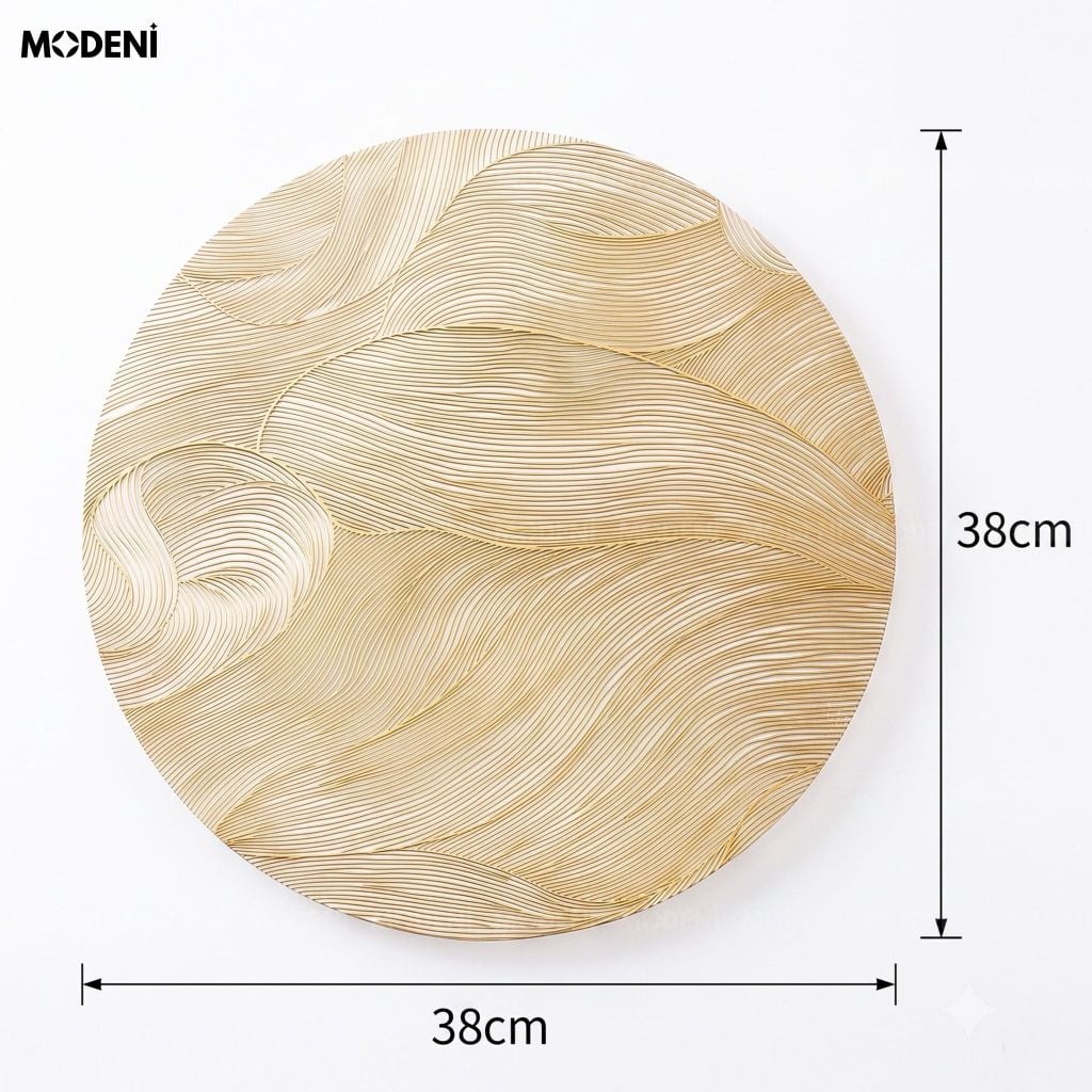 Tấm Lót Bàn Ăn Zephyra PVC Họa Tiết Sóng Lượn Vàng Gold Chống Thấm Nước Tối Ưu Cho Bàn Tiệc Sang Trọng