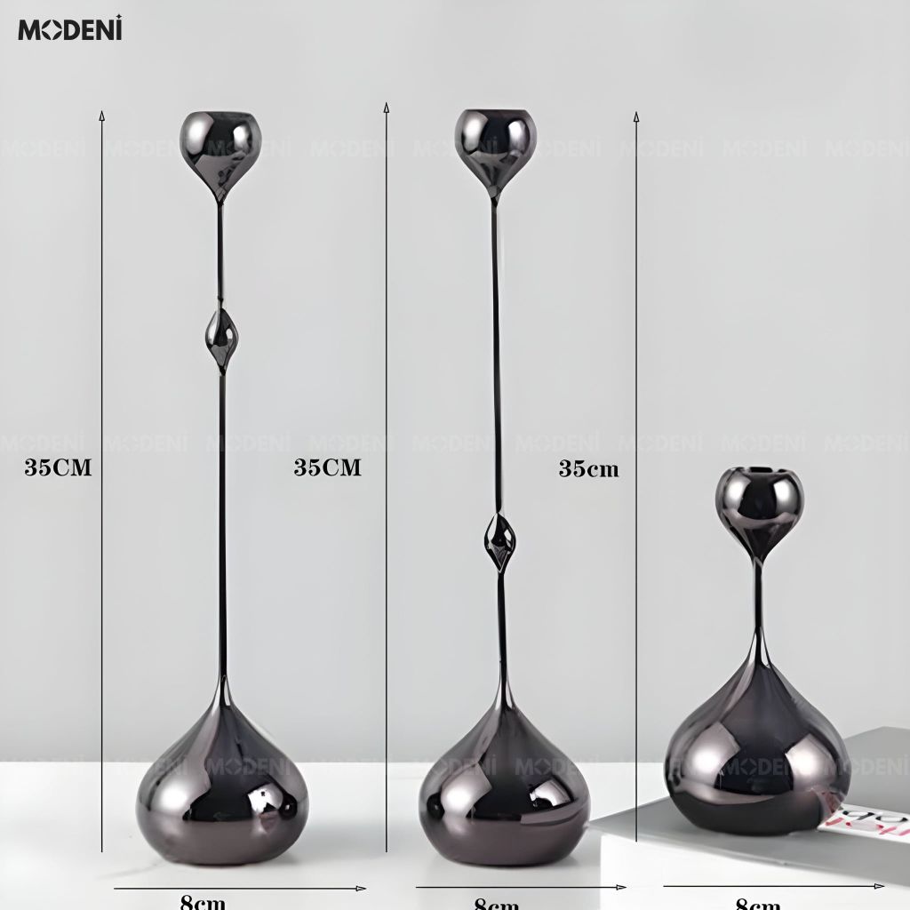 Set 3 Chân Nến Kim Loại Yusla Black – Chân Nến Trang Trí Cao Cấp – Tôn Vẻ Đẹp Không Gian Hiện Đại – Decor Phòng Khách & Bàn Sofa