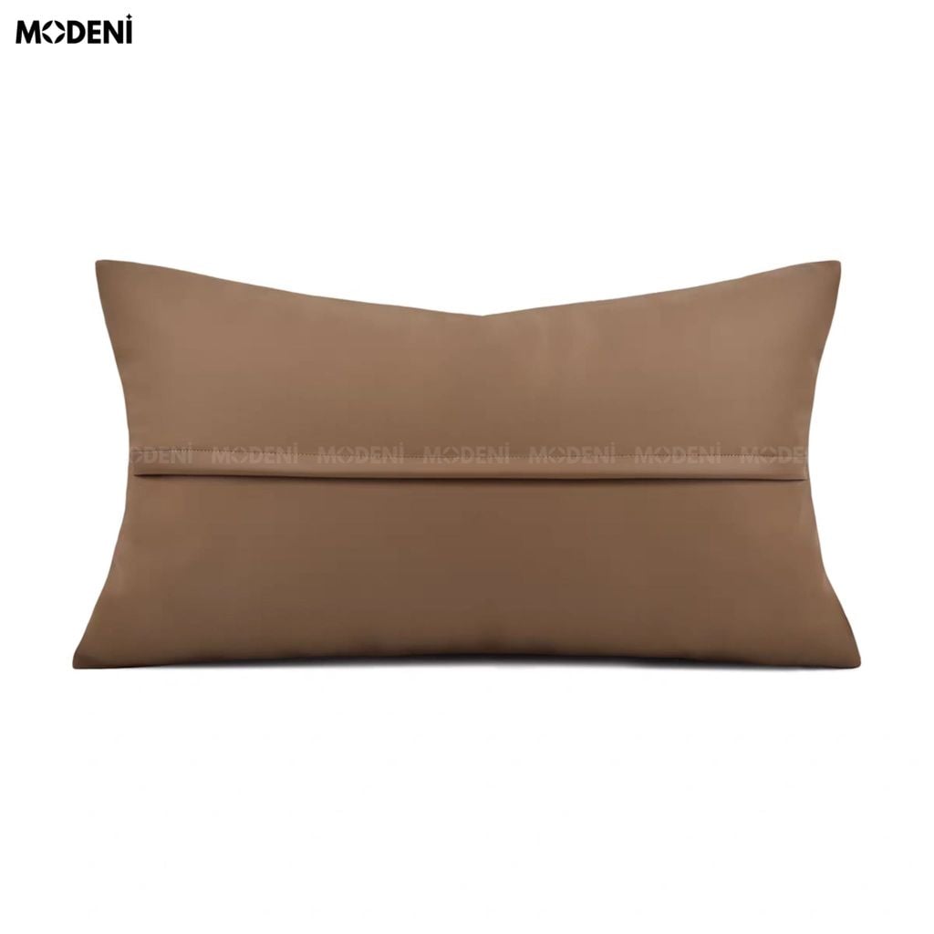 Vỏ Gối Sofa Bound – Da Microfiber Đan Sọc Nâu Viền Trắng Thủ Công Japandi