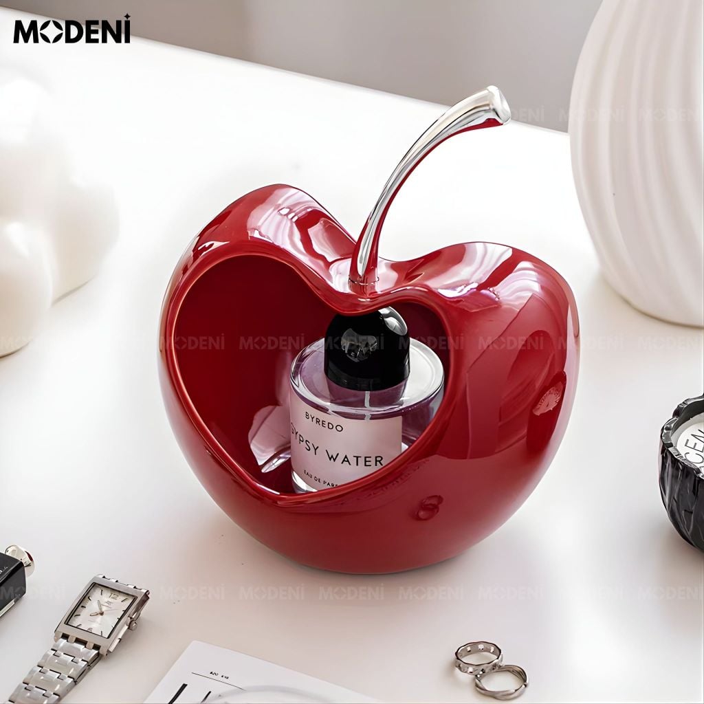 Hủ Đựng Trái Cây Crimson Gốm Sứ Họa Tiết Trơn Phối Tay Cầm Mạ Chrome Không Gỉ – Dùng Cho Bàn Ăn Hiện Đại