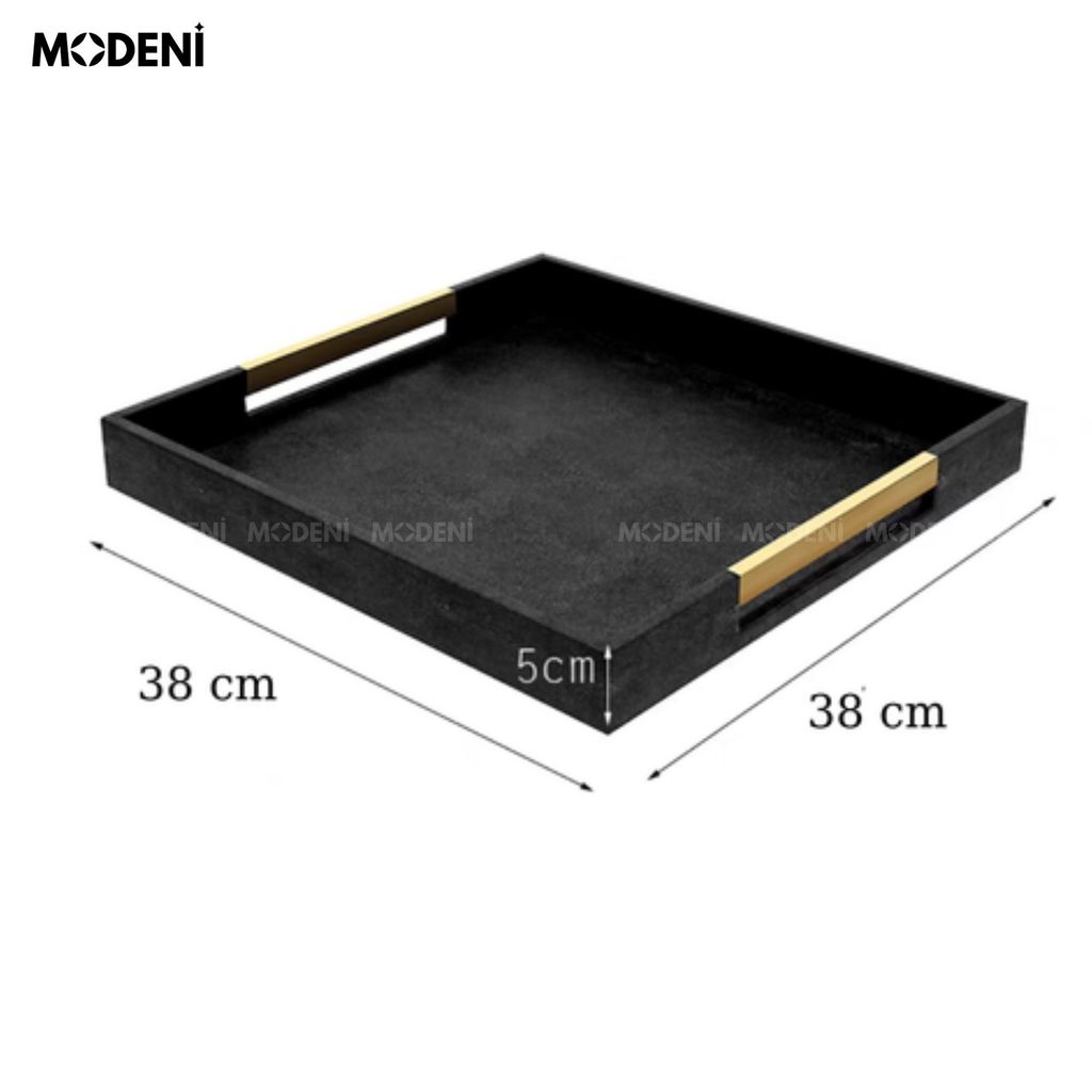 Khay Da Nova – Khay Decor Cao Cấp Sang Trọng – Tay Cầm Mạ Vàng Đẳng Cấp – Phù Hợp Trang Trí Bàn Sofa, Console, Phòng Khách Hiện Đại