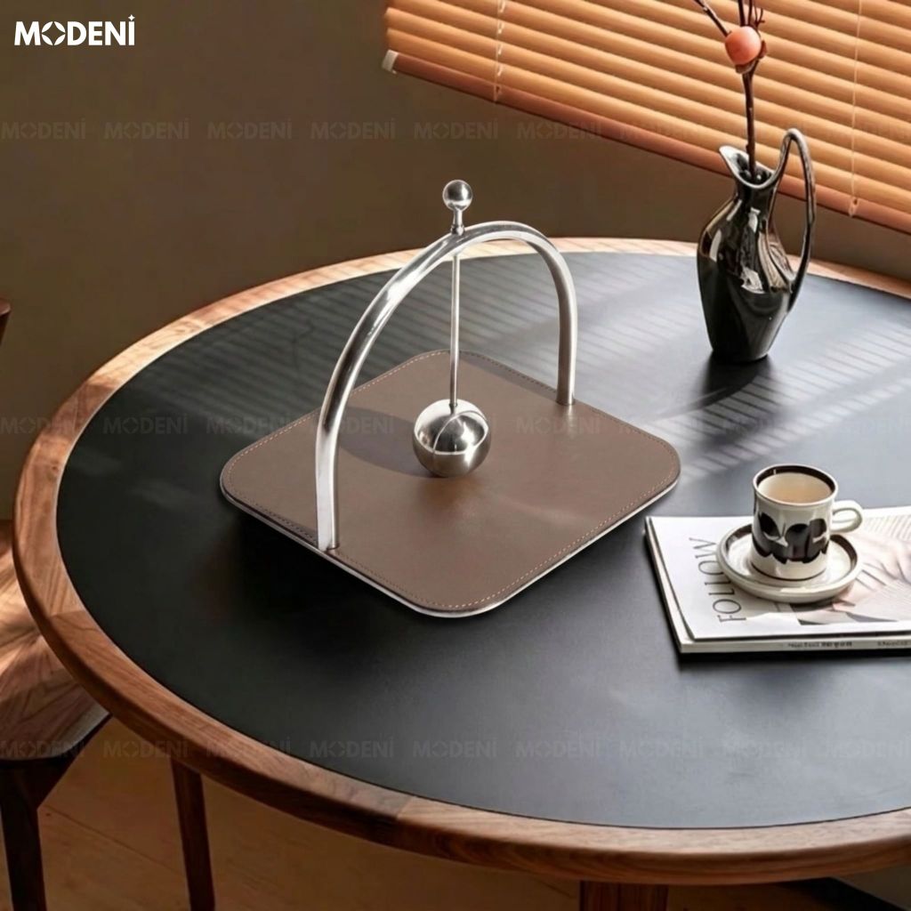 Hộp Khăn Giấy Orion Thép Không Gỉ Phối Da Cao Cấp Màu Nâu Phong Cách Hiện Đại Sang Trọng