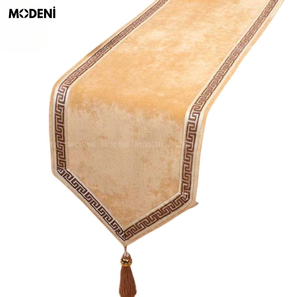 Khăn Trải Bàn Aversa Sang Trọng – Table Runner Cao Cấp Chống Nước, Tua Rua Đẳng Cấp, Decor Bàn Tiệc & Không Gian Hoàng Gia