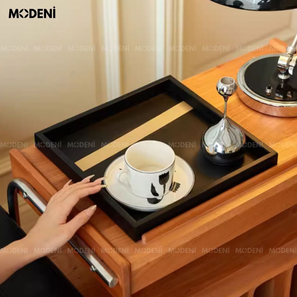 Khay Da Gina – Khay Decor Sang Trọng Hiện Đại – Chất Liệu Da Cao Cấp, Đường Viền Kim Loại Tinh Tế – Phù Hợp Trang Trí Bàn Sofa, Tủ Đầu Giường, Bàn Làm Việc