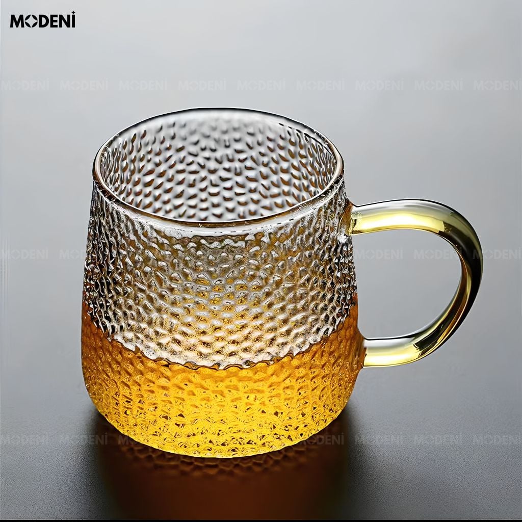 Bộ Bình Ly Solene Thủy Tinh Chịu Nhiệt Tối Giản Hiện Đại Trong Suốt Viền Vàng Sang Trọng Làm Quà Tặng Tân Gia