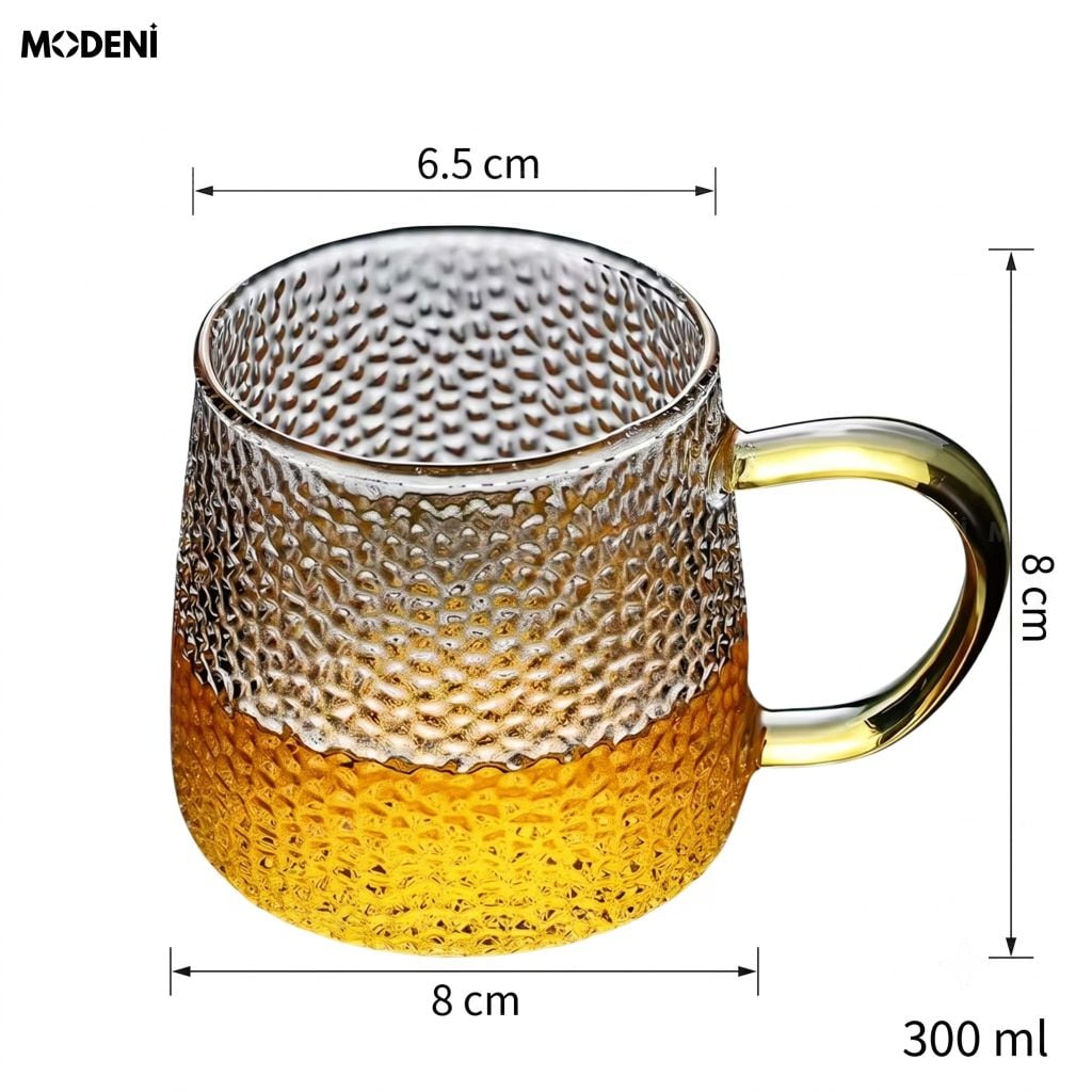 Bộ Bình Ly Solene Thủy Tinh Chịu Nhiệt Tối Giản Hiện Đại Trong Suốt Viền Vàng Sang Trọng Làm Quà Tặng Tân Gia