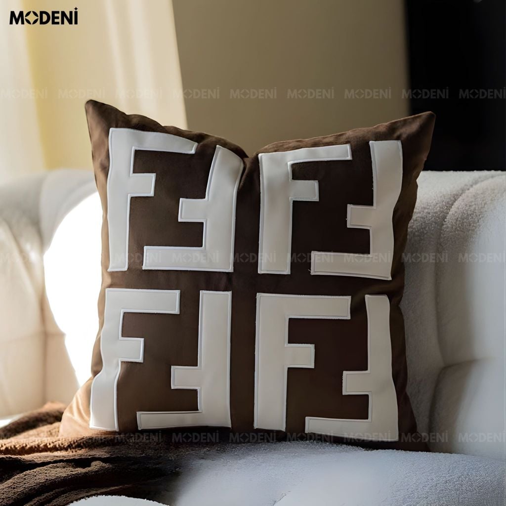 Vỏ Gối Sofa Softarc – Vải Nhung Phối Da Microfiber Thiết Kế Hình Khối Đối Xứng May Cắt Ráp Japandi