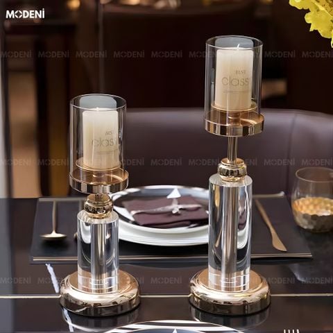  Set Chân Nến Pha Lê Oriona – Chân Nến Decor Sang Trọng – Tán Sáng Ánh Nến Tinh Tế – Phù Hợp Phòng Khách, Bàn Console & Không Gian Tiệc 